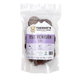 Tuesday’s Natural Dog Company 95% Venison Flips – Soft Dog Treats for Training and Allergies