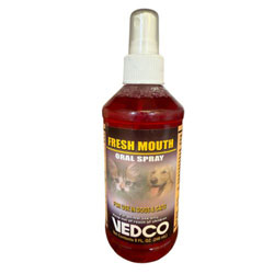 Fresh Mouth Veterinary Dental Rinse bottle with dental care tools